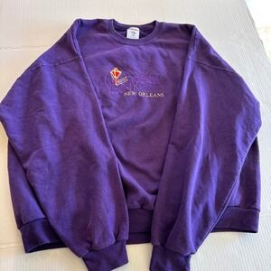 Vtg Jerzees Purple Bourbon Street New Orleans Embroidered Crewneck Sweatshirt 2X